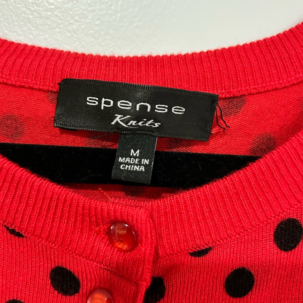 M Red black Polka Dot cardigan - Picture 3 of 4